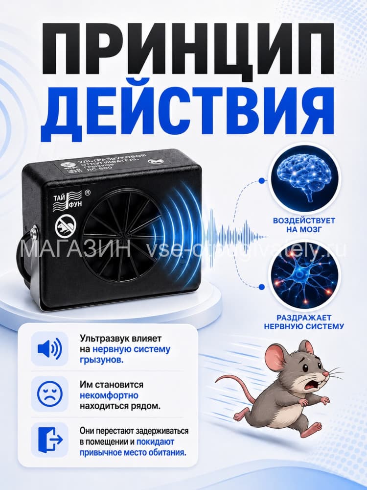 Тайфун ЛС-600 - ультразвуковой отпугиватель грызунов: крыс и мышей