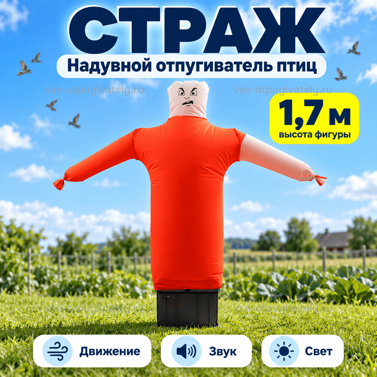 Надувной отпугиватель птиц «Страж» — инфографика: фигура и основные параметры