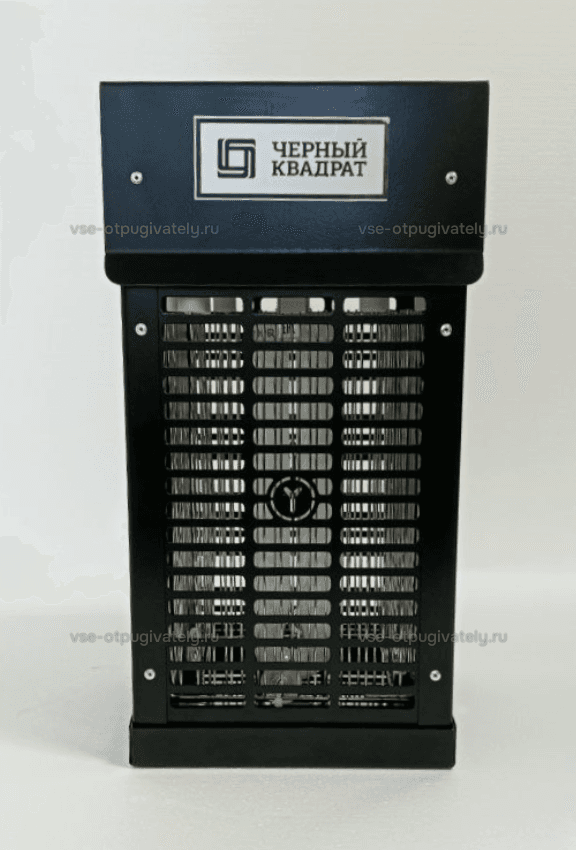 Уничтожитель летающих насекомых с высоковольтной сеткой YUTEC Чёрный квадрат BS ZAP-25 B — общий вид