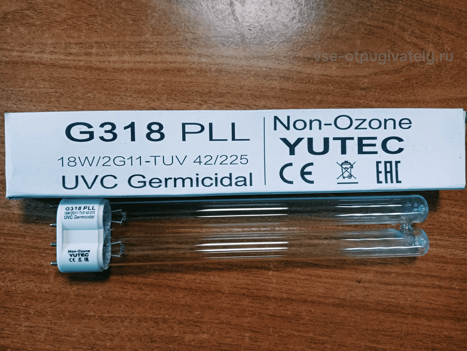 Бактерицидная лампа YUTEC G318, 18 Вт, компактная, цоколь 2G11 — лампа с маркировкой