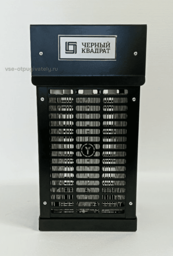 Уничтожитель летающих насекомых с высоковольтной сеткой YUTEC Чёрный квадрат BS ZAP-25 B — общий вид