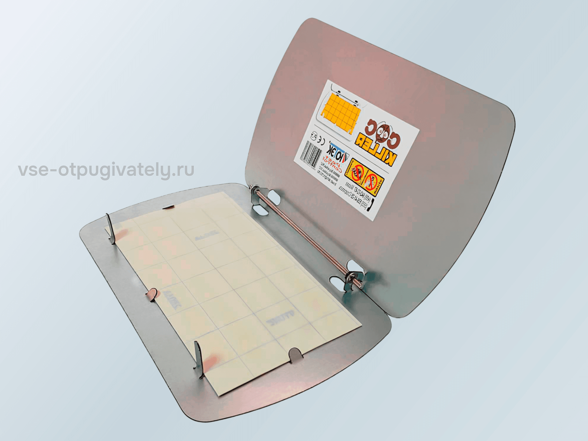 Клеевая ловушка для насекомых и мелких грызунов YUTEC CocKILLER CoK-220 S/St — ловушка открыта, клеевая подложка