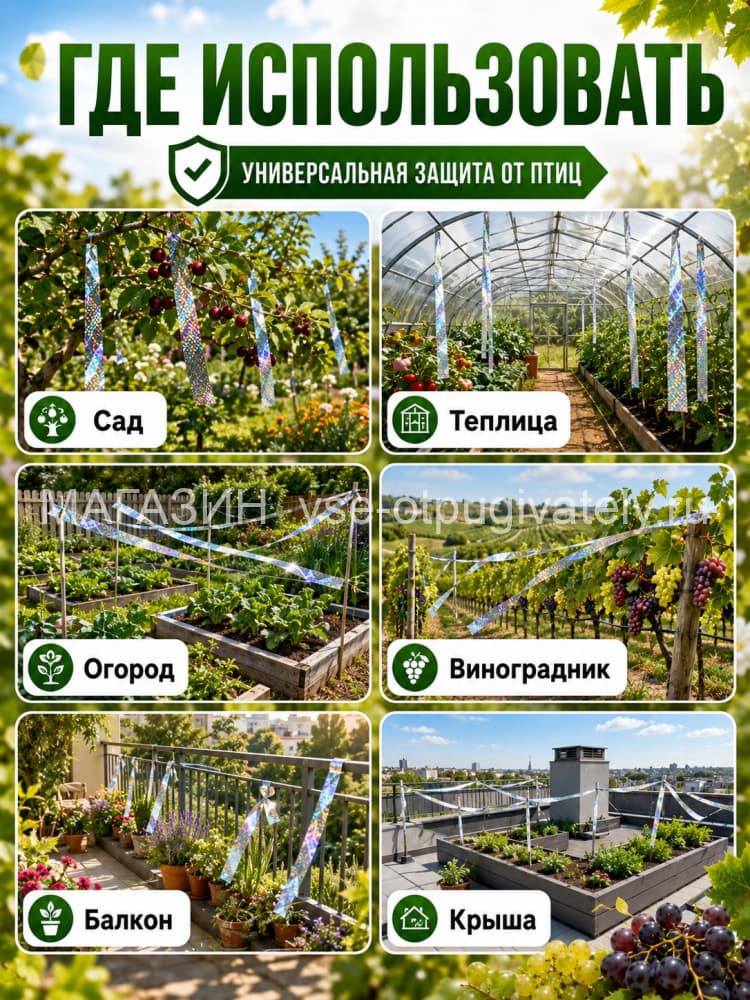 Радужная лента для отпугивания птиц