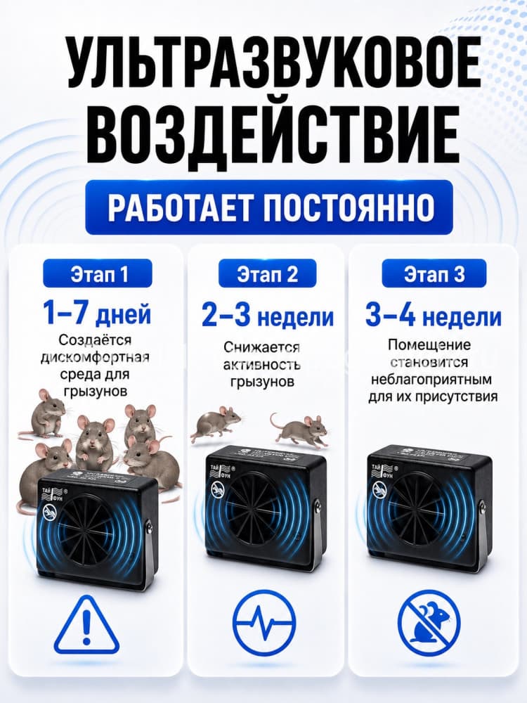 Тайфун ЛС-600 - ультразвуковой отпугиватель грызунов: крыс и мышей