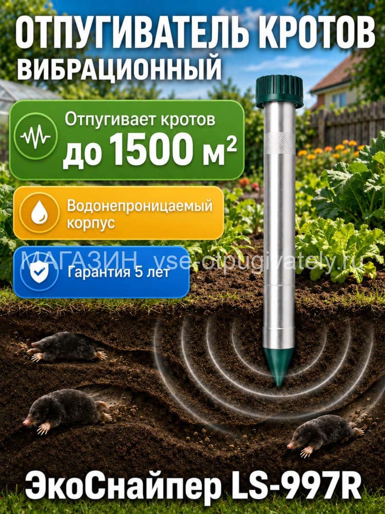 ЭкоСнайпер LS-997R - отпугиватель кротов и змей с зуммером