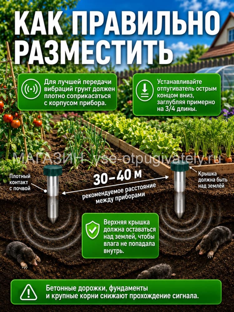 ЭкоСнайпер LS-997R - отпугиватель кротов и змей с зуммером