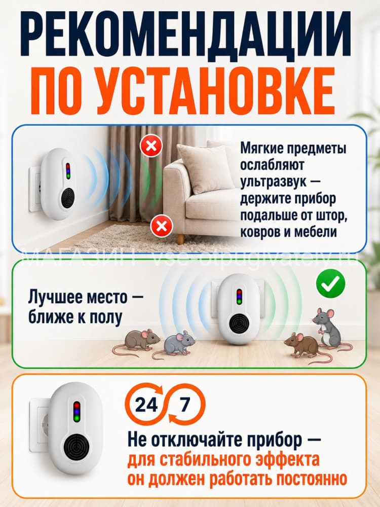 Мангуст SD-042 - электромагнитный отпугиватель грызунов, тараканов и клопов
