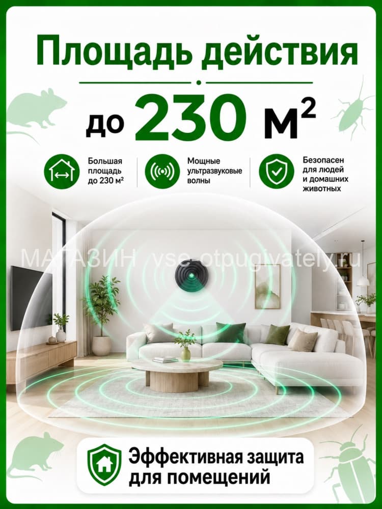 ЭкоСнайпер LS-989 - ультразвуковой отпугиватель крыс, мышей, муравьев и клопов