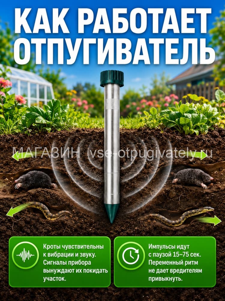 ЭкоСнайпер LS-997R - отпугиватель кротов и змей с зуммером