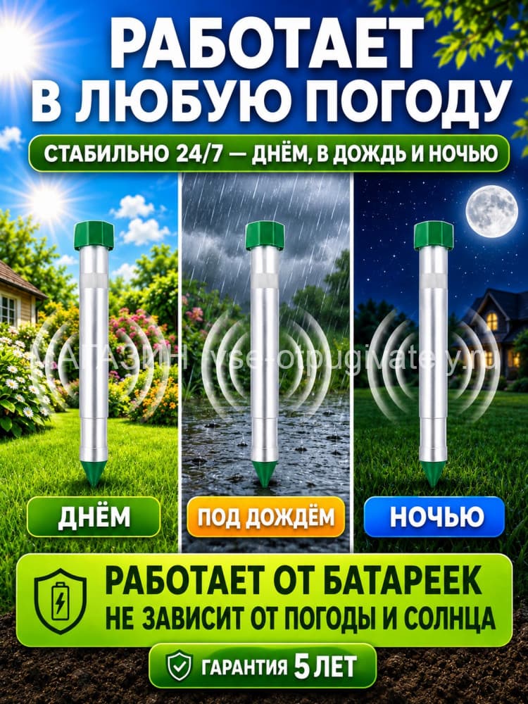 Отпугиватель змей ЭкоСнайпер LS-107 + 4 батарейки