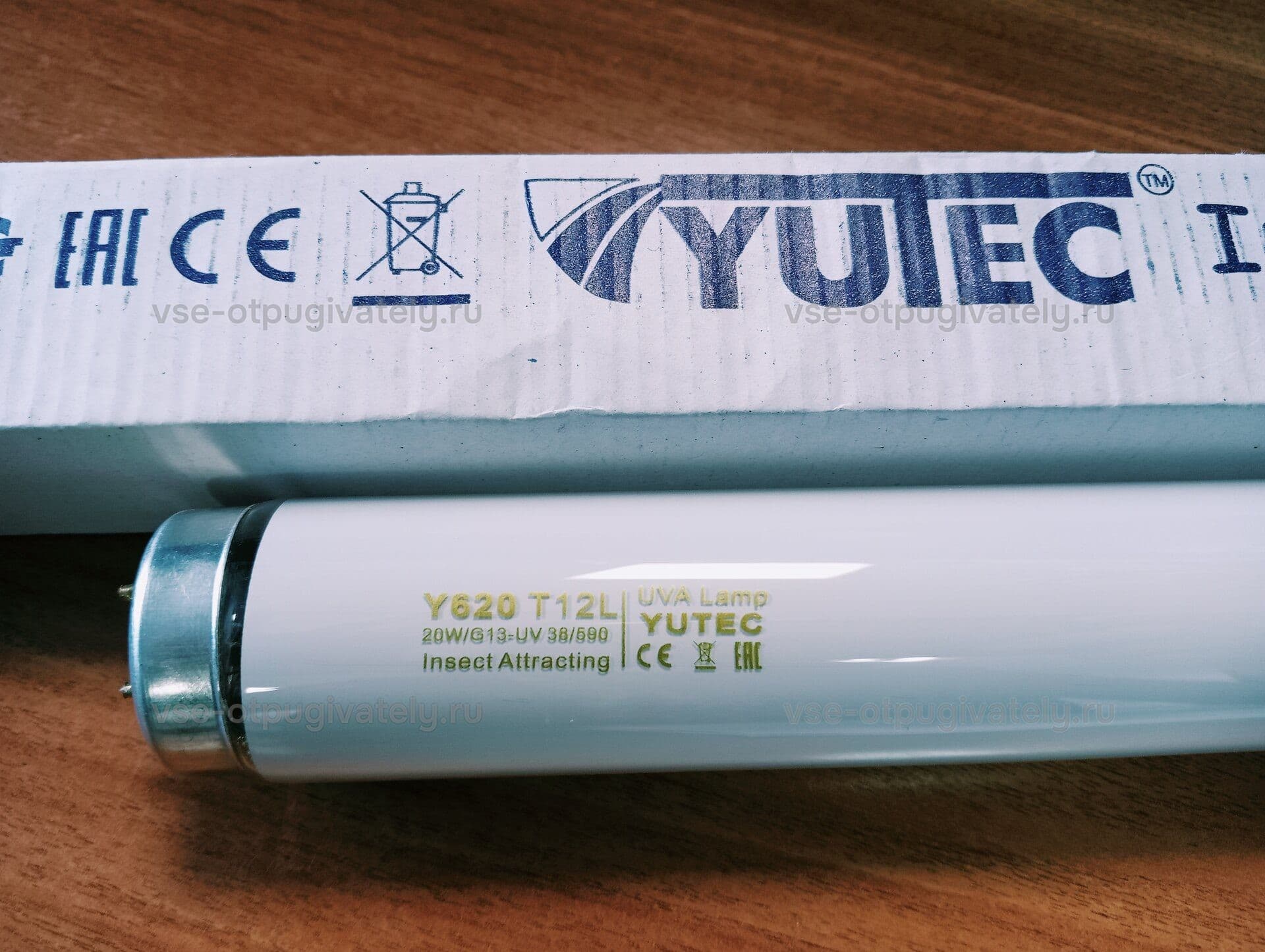Инсектицидная лампа YUTEC Y620, 20 Вт, T12, цоколь G13 — лампа с маркировкой