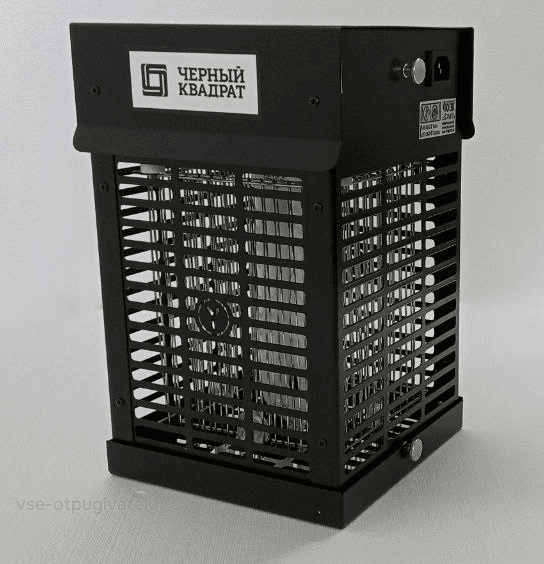 Уничтожитель летающих насекомых с высоковольтной сеткой YUTEC Чёрный квадрат BS ZAP-15 B — общий вид
