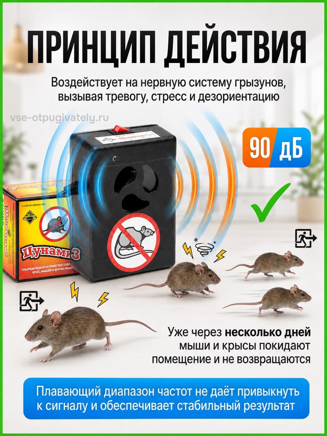 Цунами 3 - ультразвуковой отпугиватель грызунов: крыс и мышей