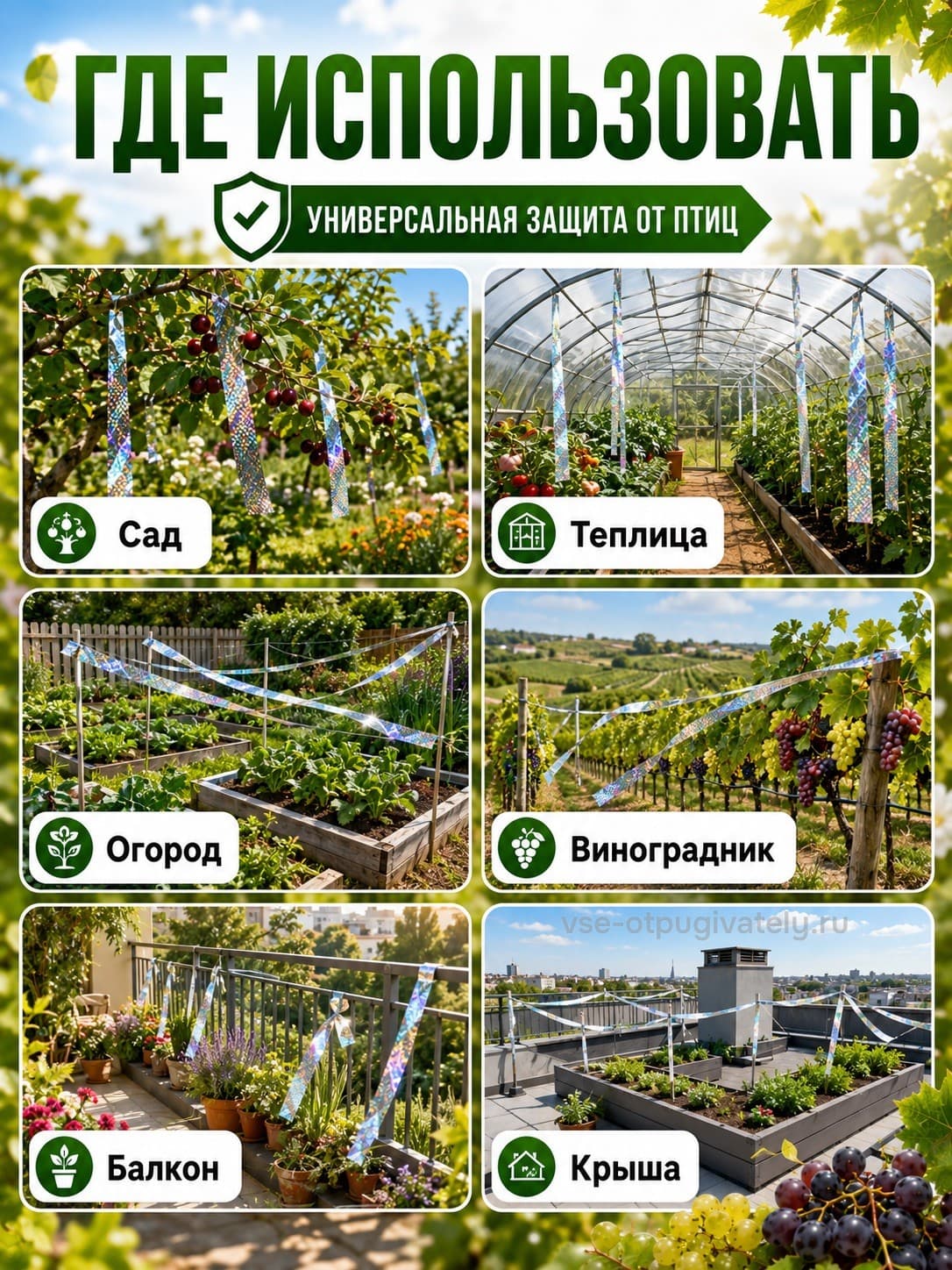 Светоотражающая лента от птиц (100 м, 5 см)