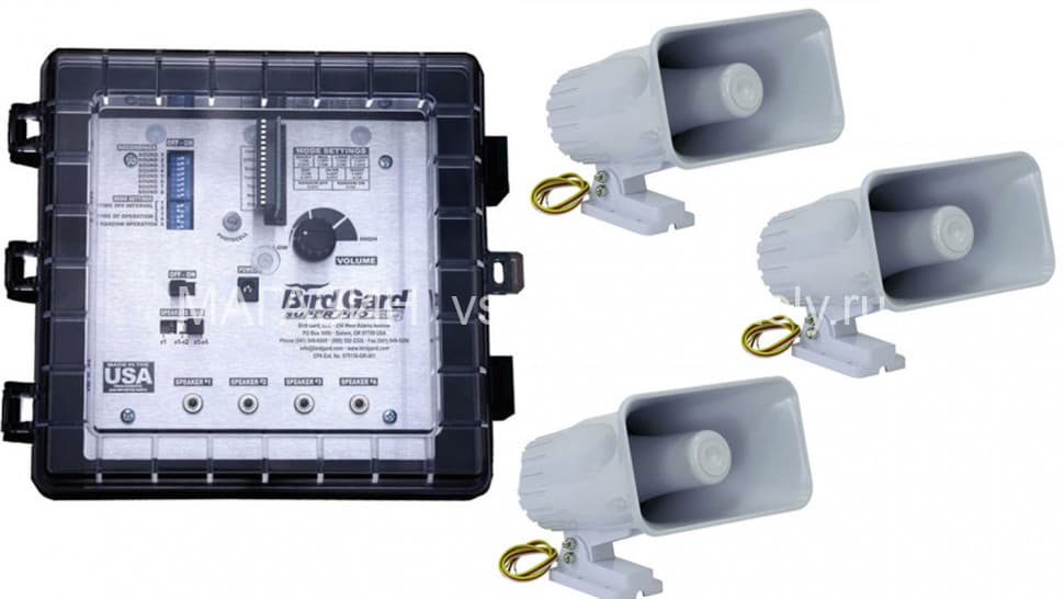 Bird Gard Super Pro PA-4 - биоакустический отпугиватель птиц с 3 динамиками
